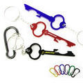 Key Shaped Aluminum Bottle Opener with Key Chain & Carabiner